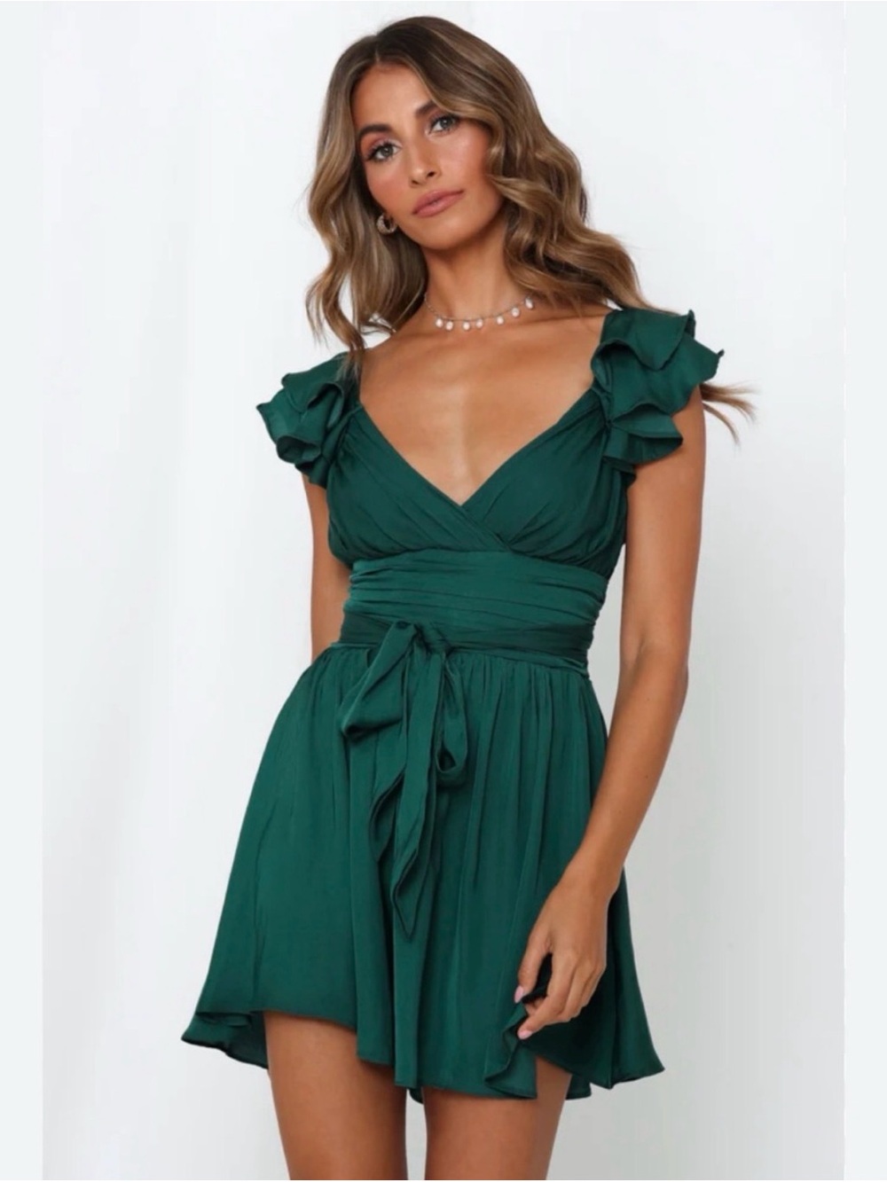 Hello Molly Wheel of Fortune V-Neck Mini Dress